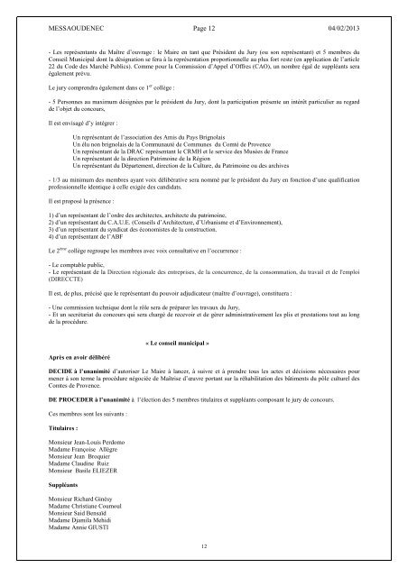 ProcÃ¨s verbal du Conseil Municipal - Ville de Brignoles