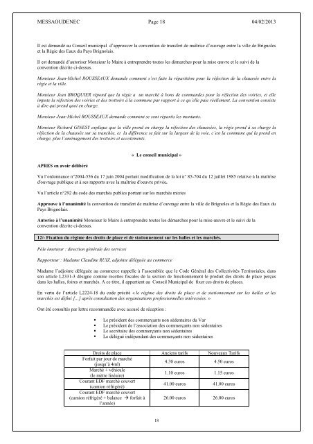 ProcÃ¨s verbal du Conseil Municipal - Ville de Brignoles