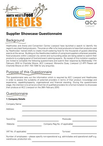 Supplier Showcase Questionnaire Background ... - ACC Liverpool