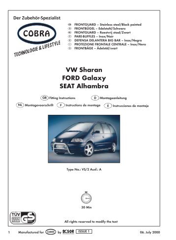 VW Sharan Frontbg. Cobra/6/2000 - Cobra-SOR