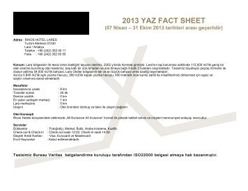 2013 YAZ FACT SHEET - Rixos Hotel