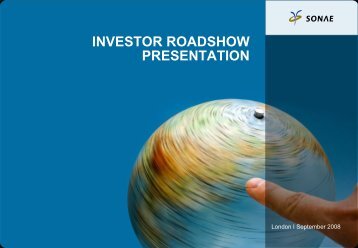 INVESTOR ROADSHOW PRESENTATION - Sonae