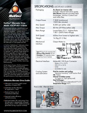 43mm Drive Spec Sheet - Fallbrook Technologies Inc.