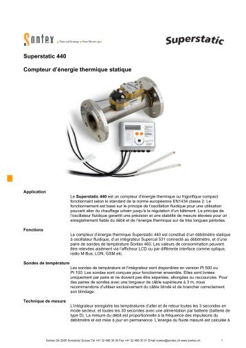 Fiche technique Superstatic 440 Qn 1-1500 mÂ³/h - Sontex SA