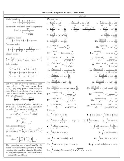 Theoretical Computer Science Cheat Sheet Definitions Series ... - TUG