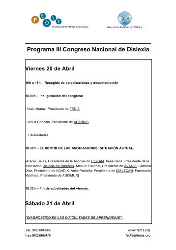 Programa III Congreso Nacional de Dislexia