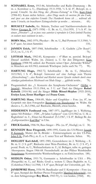K. Meixner Liste 191 - Autographen Deutschland