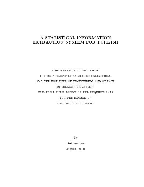 A Statistical Information Extraction System For Turkish Sri Speech