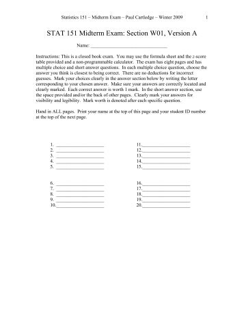 practice midterm exam statistics Practice test for multiple-choice section of the advanced placement (ap) statistics exam includes 40 questions, each with clear solutions. practice midterm exam statistics Practice test for multiple-choice section of the advanced placement (ap) statistics exam includes 40 questions, each with clear solutions.