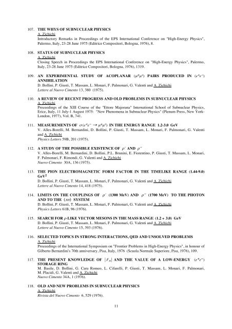 Antonino Zichichi List of Publications - Ettore Majorana - Infn