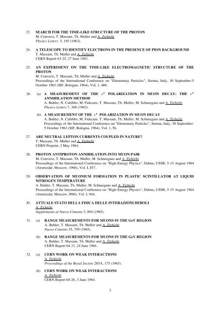 Antonino Zichichi List of Publications - Ettore Majorana - Infn