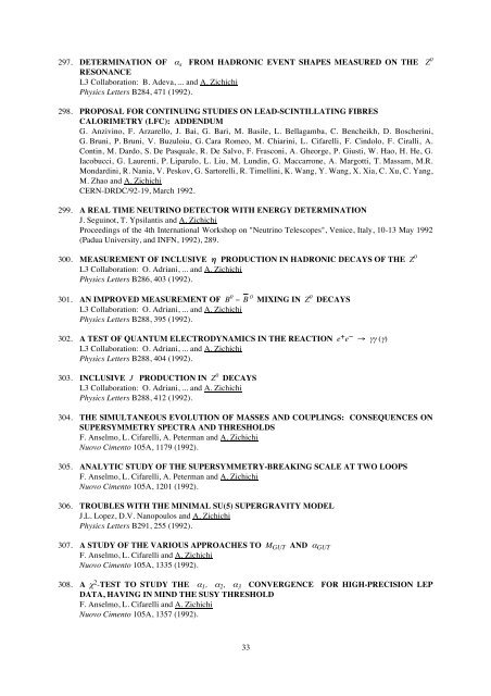 Antonino Zichichi List of Publications - Ettore Majorana - Infn