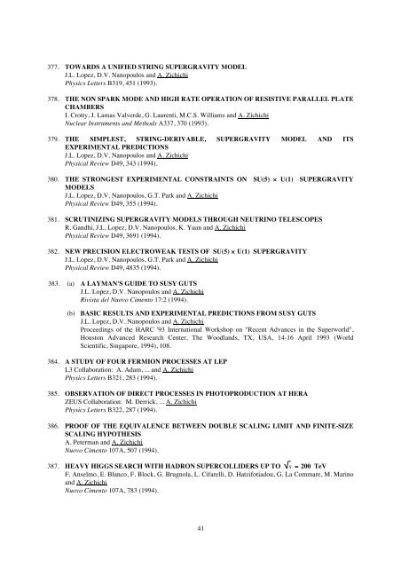 Antonino Zichichi List of Publications - Ettore Majorana - Infn