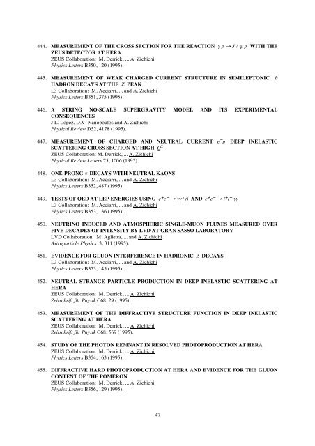 Antonino Zichichi List of Publications - Ettore Majorana - Infn