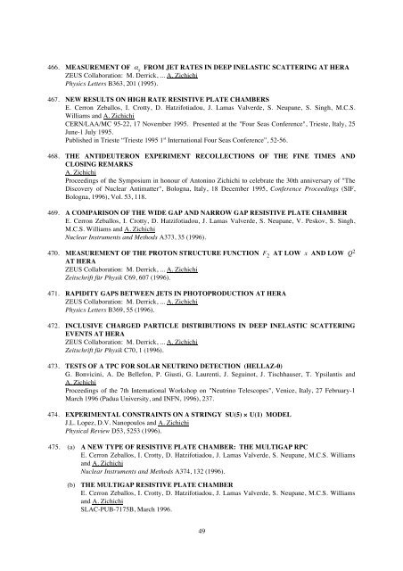 Antonino Zichichi List of Publications - Ettore Majorana - Infn