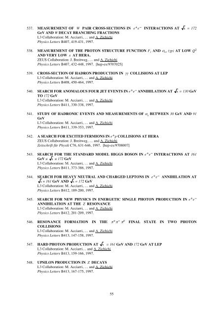 Antonino Zichichi List of Publications - Ettore Majorana - Infn