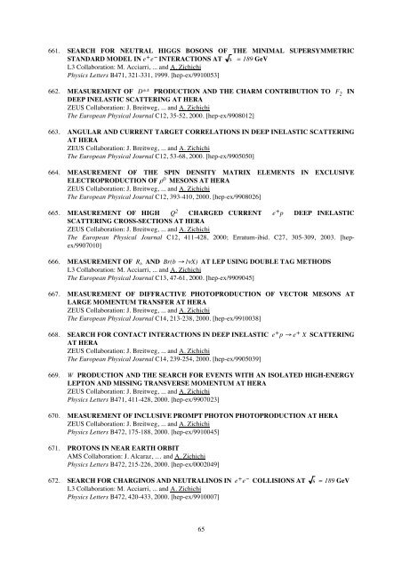 Antonino Zichichi List of Publications - Ettore Majorana - Infn