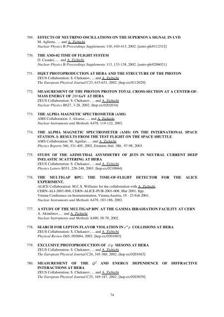 Antonino Zichichi List of Publications - Ettore Majorana - Infn