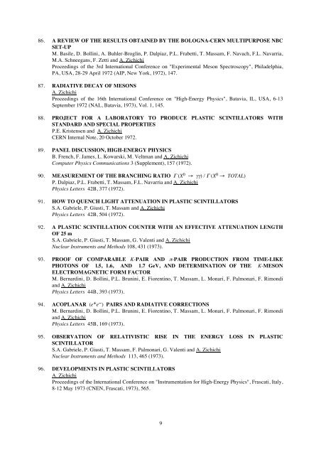 Antonino Zichichi List of Publications - Ettore Majorana - Infn