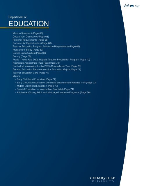 Education Current Catalog - Cedarville University
