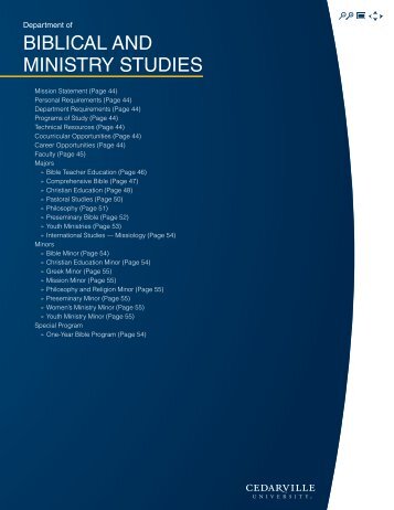 Department of Biblical and Ministry Studies - Cedarville University