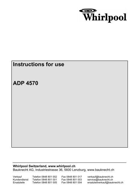 Instructions for use ADP 4570 - Whirlpool