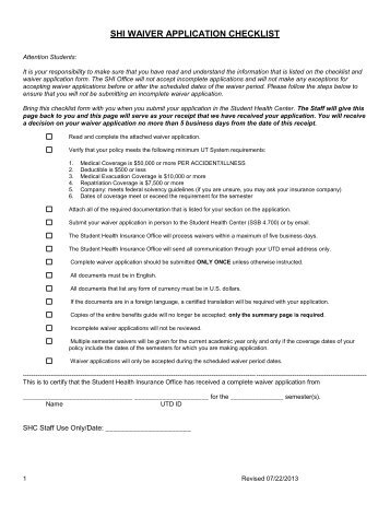 Private Waiver Form - The University of Texas at Dallas