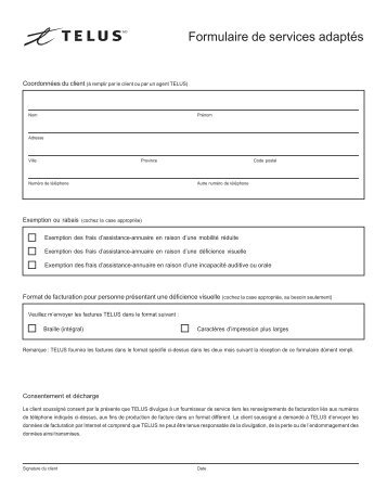 Special Needs Application form - Telus Mobility