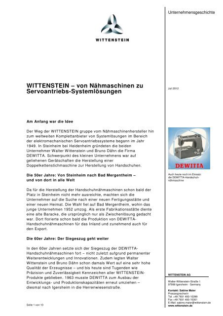 Historie WITTENSTEIN_Juli_2012_de - Wittenstein AG