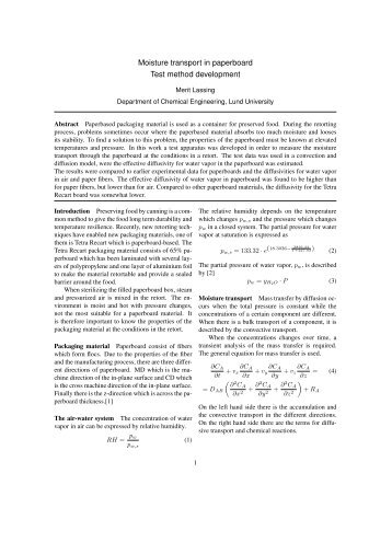 Moisture transport in paperboard Test method development