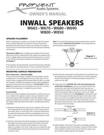 owner's manual inwall speakers - Proficient Audio Systems