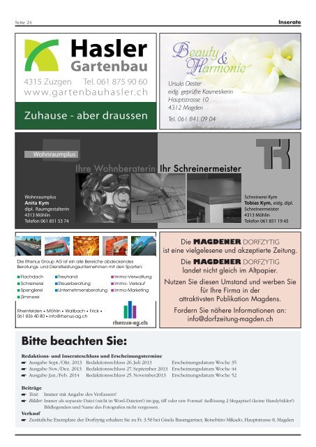 Ausgabe Nr. 33, Juli/August - Magdener Dorfzytig