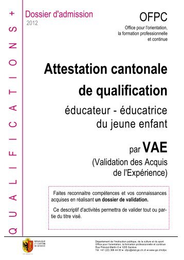 Attestation cantonale d'Ã©ducateur-trice de la petite ... - CitÃ© des mÃ©tiers