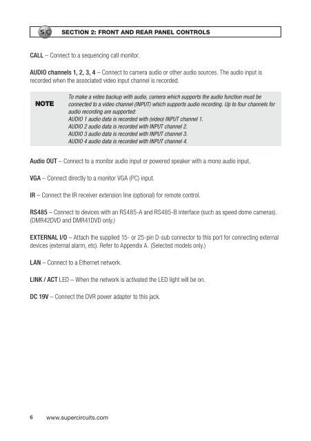 H.264 Network DVR User Manual - Supercircuits Inc.