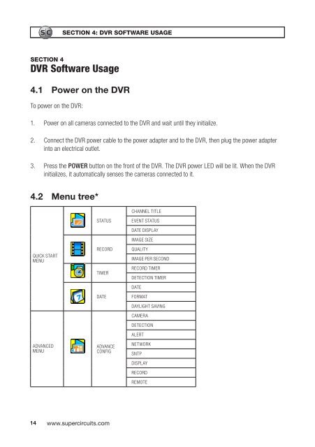 H.264 Network DVR User Manual - Supercircuits Inc.