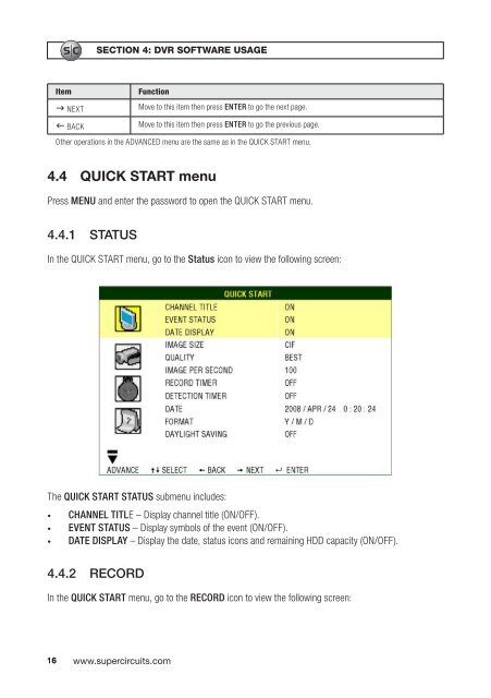 H.264 Network DVR User Manual - Supercircuits Inc.