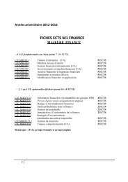 FICHES ECTS M1 FINANCE - Dauphine Finance