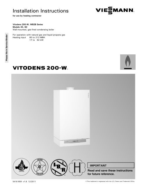 VITODENS 200-W Installation Instructions - Viessmann