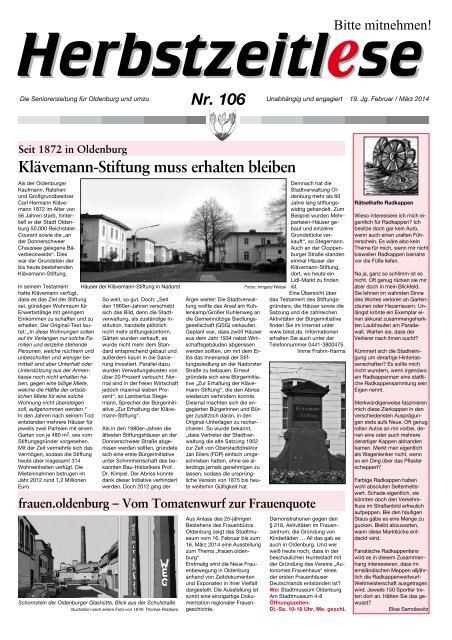 Nr. 106 Klävemann-Stiftung muss erhalten bleiben - herbstzeitlese ...