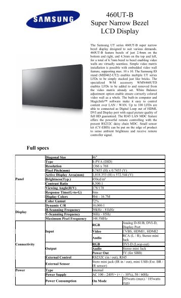 Samsung 460UT-B - Network Spectrum, Inc.