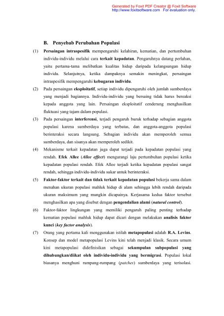 Page 1 B. Penyebab Perubahan Populasi (1) Persaingan ...