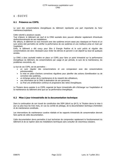 CCTP maintenance nouvelle consultation CMAI v2 - Chambre des ...