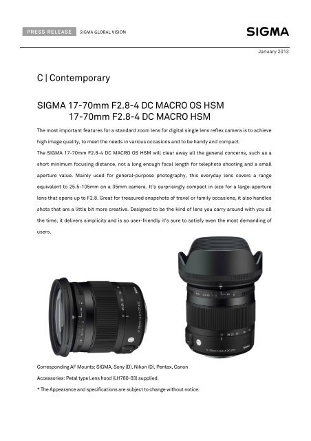 C Contemporary Sigma 17 70mm F2 8 4 Dc Macro Os Hsm 17
