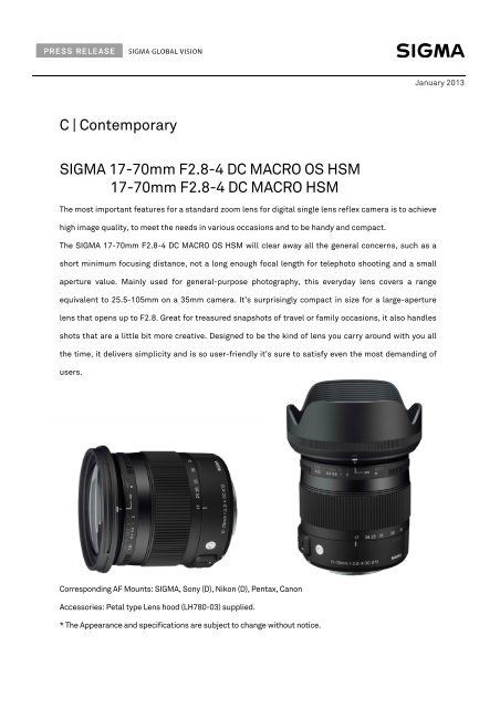 C Contemporary Sigma 17 70mm F2 8 4 Dc Macro Os Hsm 17 C Contemporary Sigma 17 70mm F2 8 4 Dc Macro Os Hsm 17