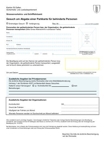 Gesuch um Abgabe Parkkarte - Strassenverkehrs- und ...