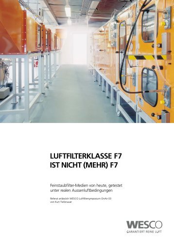 LUFTFILTERKLASSE F7 IST NICHT (MEHR) F7 - Wesco