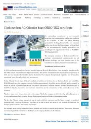 Clothing firm AG Cilander bags OEKO-TEX certificate