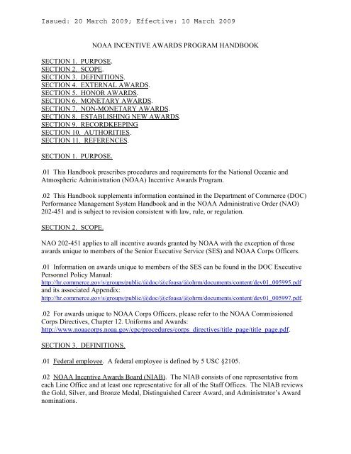 noaa incentive awards program handbook pdf