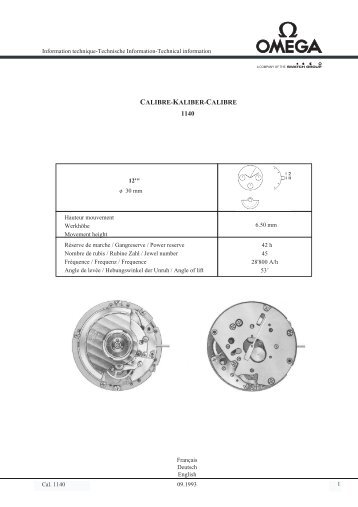 CALIBRE-KALIBER-CALIBRE 1140 - Cousins UK