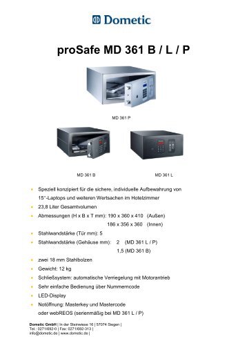 prosafe MD 361 B / L / P - Eichberg Hotelmedien Gmbh